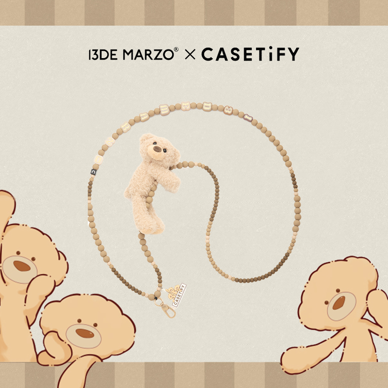 13DE MARZO x CASETiFY 联名 小熊抱抱 背带 适用于iPhone全系列 手机配件背带挂绳